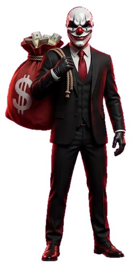 A masked HEISTED robber holding a money bag