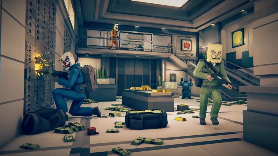Cash and gold scattered across a vault floor